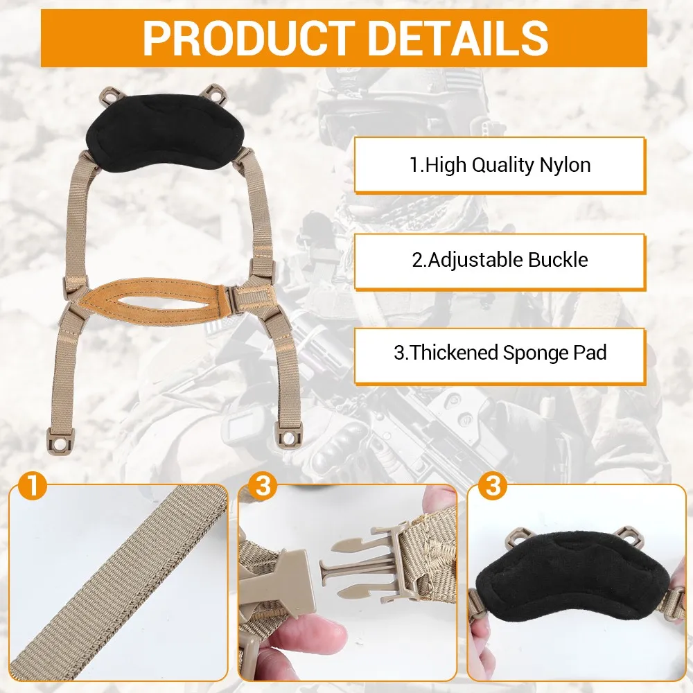 FMA-sistema de suspensión de correa de mentón táctico de 4 puntos, cordón de retención de casco x-nape para casco MICH ACH con pernos y tornillos - imagen 4