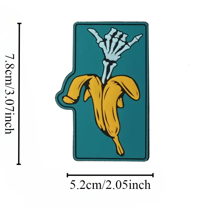 Divertidos parches tácticos de palma y calavera de plátano, insignia de moral de esqueleto de plátano, emblema creativo de gancho y bucle de PVC, accesorios para mochila táctica - imagen 4