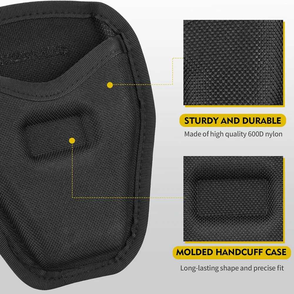 Bolsa para esposas, funda con funda para cadena, bolsa para esposas con tapa abierta para cinturón de servicio, soporte para puños de nailon para esposas con bisagra de cadena estándar - imagen 2