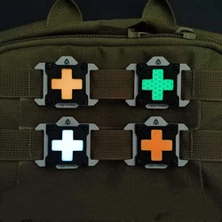 Clip Molle de Cruz brillante, mochila táctica reflectante, correas de engranajes luminosos, accesorios de bricolaje, hebilla táctica de resina ABS