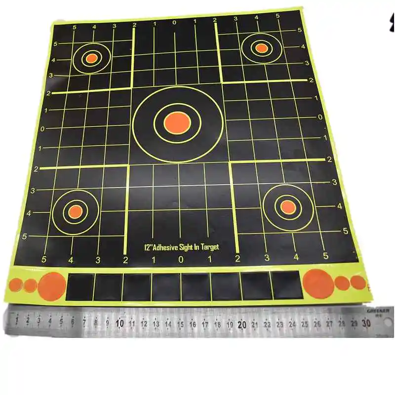 Papel adhesivo de objetivo contra salpicaduras F12inch, 30CM, 10 unidades por paquete, papel adhesivo de reactividad para disparar, papel de puntería para pistola/Rifle/carpetas práctica