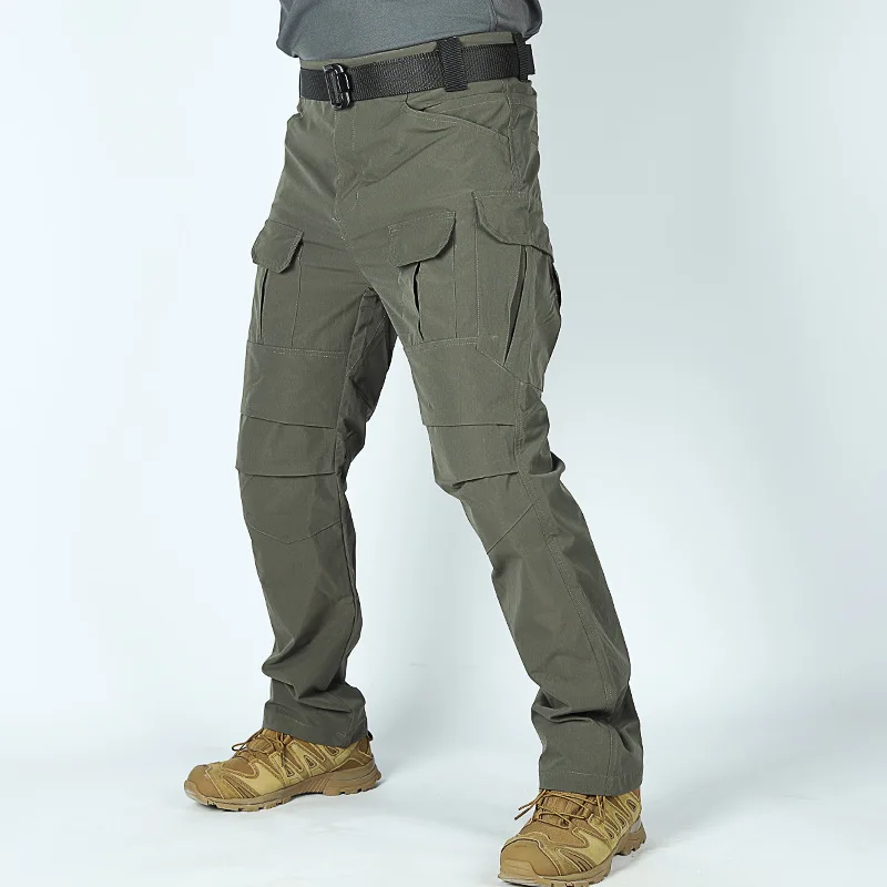 Pantalones tácticos de trabajo con múltiples bolsillos para hombre, pantalones deportivos impermeables para exteriores, senderismo, escalada, combate, pantalones militares de carga, verano - imagen 4