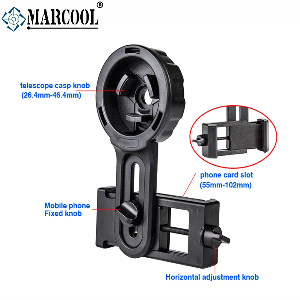MARCOOL Universal adaptador de teléfono celular soporte Clip montaje abrazadera giratoria goma suave para telescopio Monocular Binocular CM-9 - imagen 3