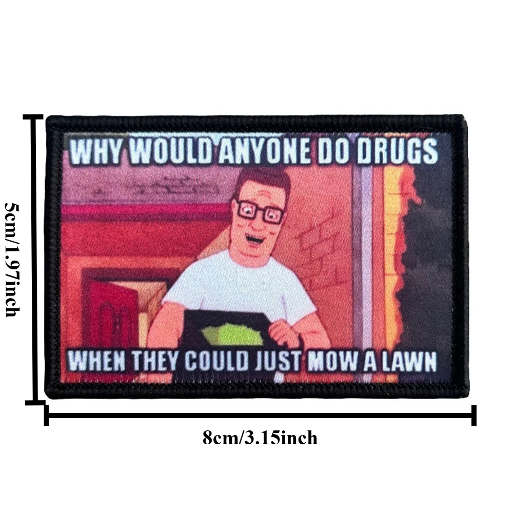 Parches tácticos King of the Hill Hank Morale, parche divertido de gancho y bucle, insignia militar, brazalete, pegatinas para mochila - imagen 2