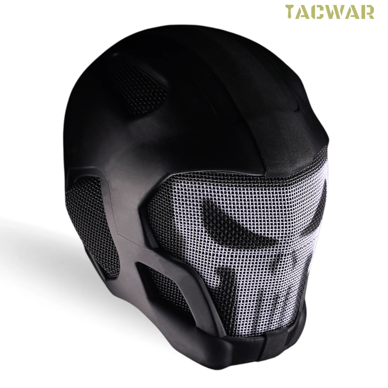 EVA Airsoft Helmet Full Face with Breathable Steel Mesh, Ultra-Light Large Area Ventilation Adjustable Buckle Skull Mask