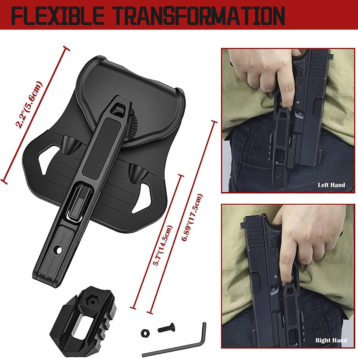 Pistolera táctica de competición para todas las pistolas de doble pila G1ock 9mm/SW40/357, fundas ocultas izquierda y derecha con rieles integrados - imagen 2