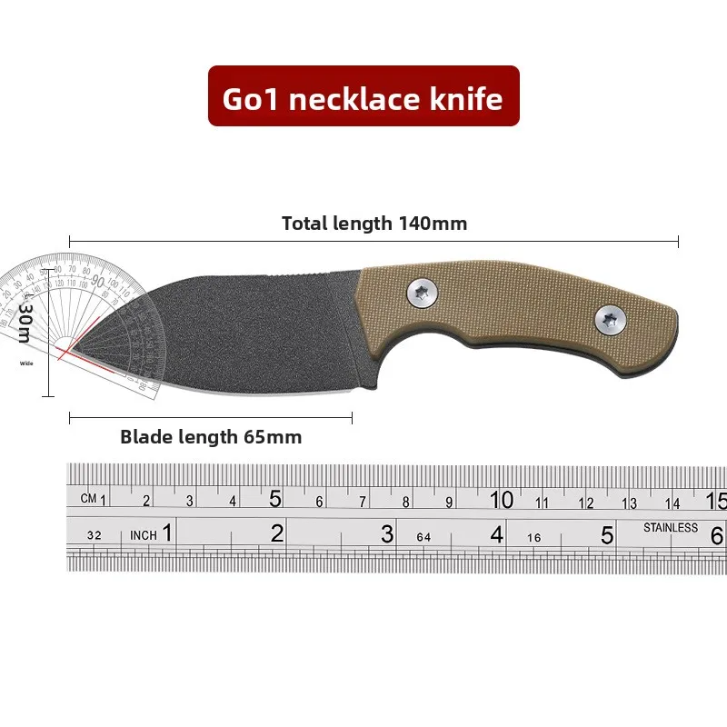 Cuchillo para colgar en el cuello EDC, cuchillo para collar, mini cuchillo recto de bolsillo, cuchillo para exteriores - imagen 4