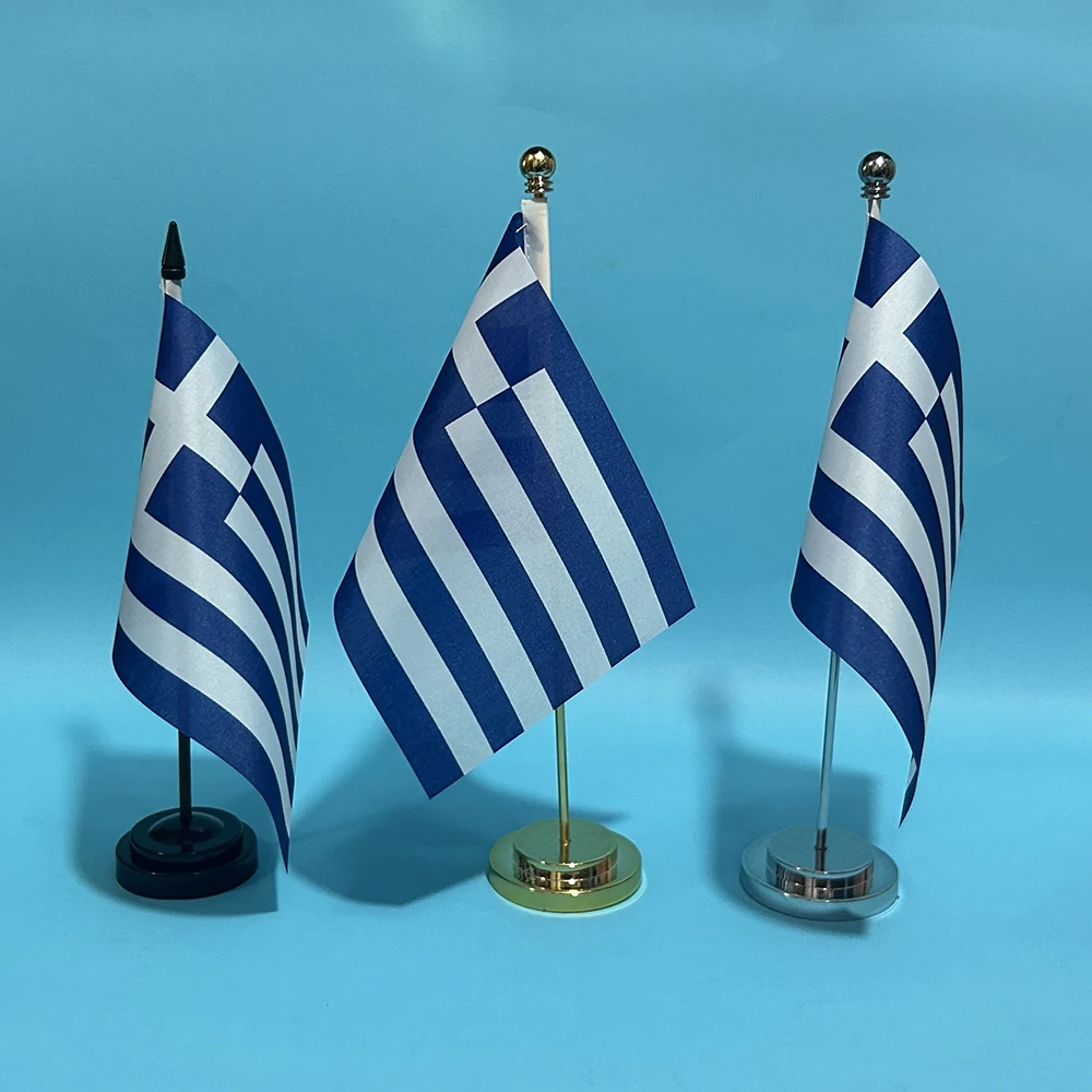 BANDERA DE SKY, bandera de escritorio de oficina, bandera de Grecia, 14x21cm, bandera de mesa de poliéster, bandera nacional griega, adornos de escritorio, banderas