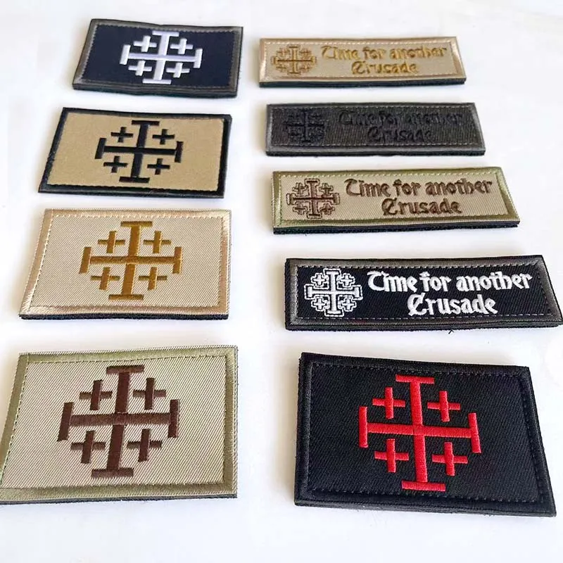 Los caballeros templarios de Jerusalén, parches de apliques bordados de tela con emblema de moral de las cruzadas, insignia táctica de pegatinas militares - imagen 4