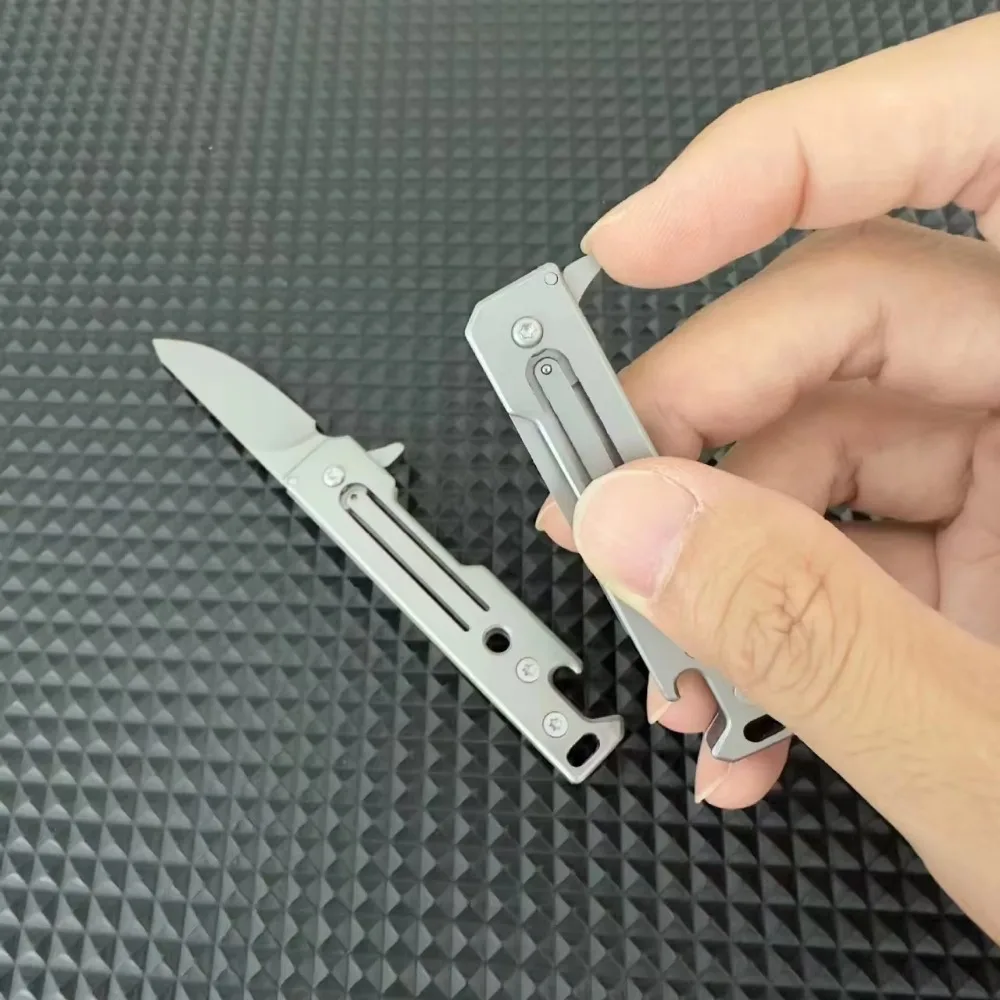 Cuchillo plegable de acero mini afilado para exteriores, llavero - imagen 4