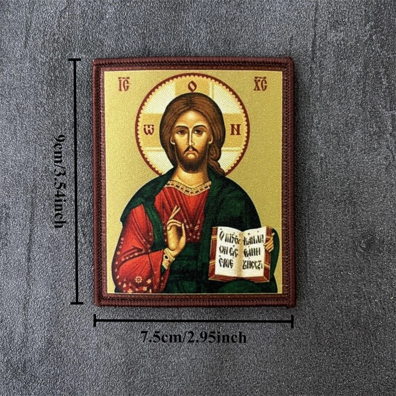 Parche táctico con estampado de Jesucristo para ropa, insignias de moral, parches militares con gancho, pegatinas para mochila - imagen 4