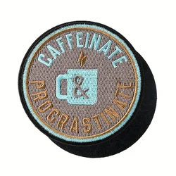 Parche velcro táctico bordado - meme cafeína y procrastina mochila
