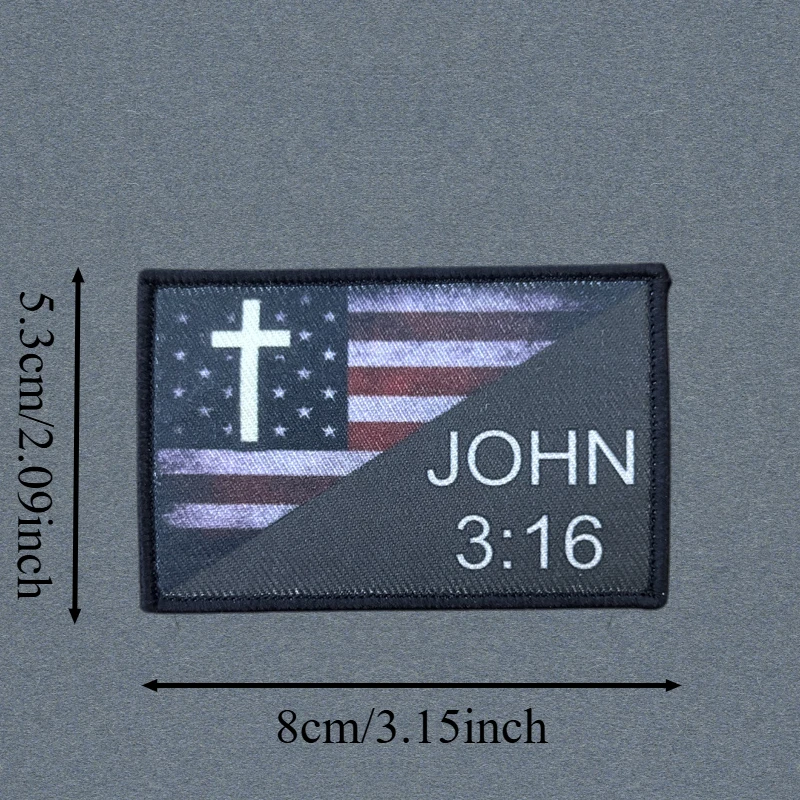 John 3:16 parche estampado chaleco táctico gancho y bucle insignia moral mochila pegatinas decorativas brazalete parches para accesorios de ropa - imagen 3