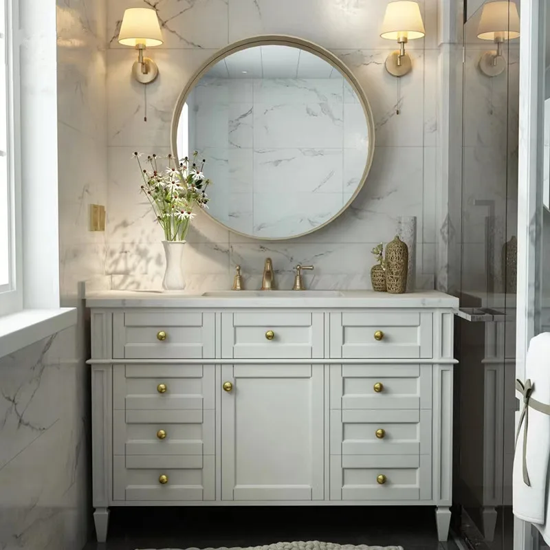 Armario de baño de lujo americano, combinación de madera maciza, lavabo, lavabo, roca de pie - imagen 2