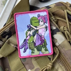 Parche táctico anime moral chica militar con gancho y bucle