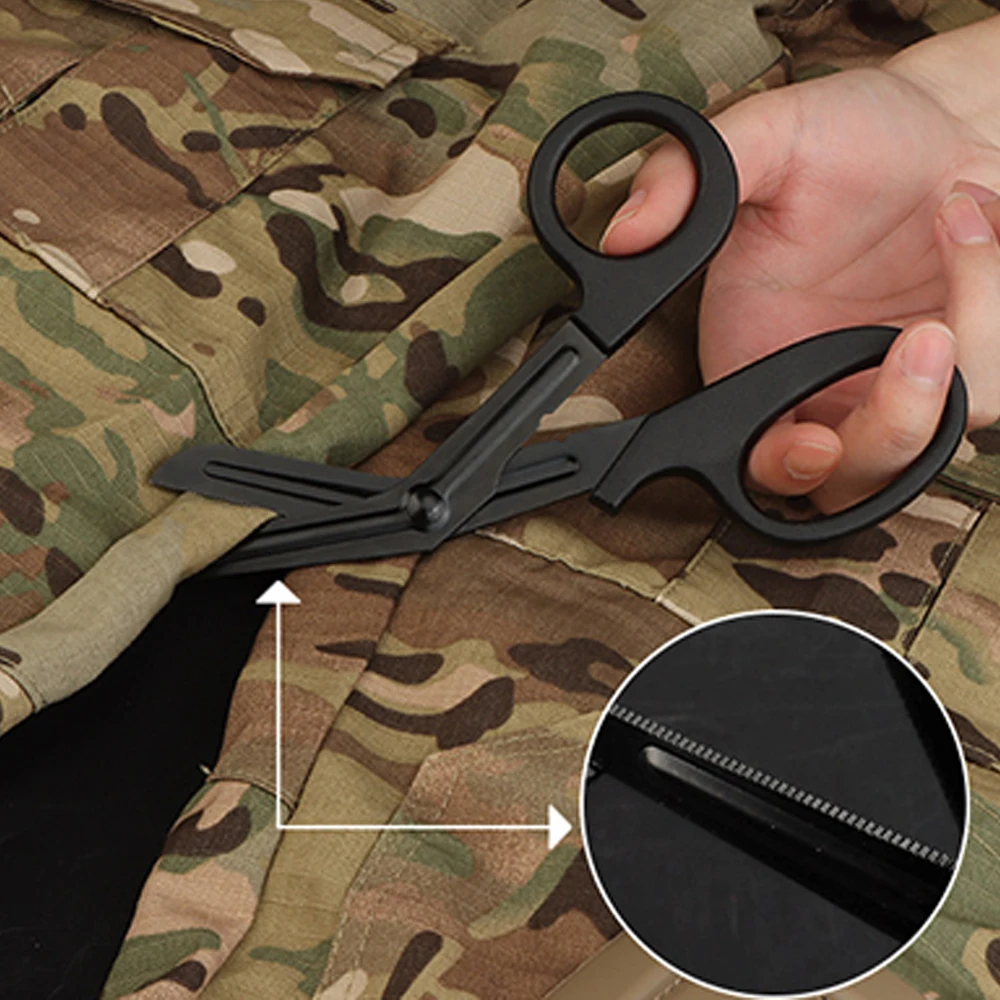 Tijeras médicas para supervivencia, tijeras de rescate médico paramédico, herramientas de emergencia, tijeras de vendaje dentadas de 7,5 ", tijeras tácticas de primeros auxilios - imagen 5