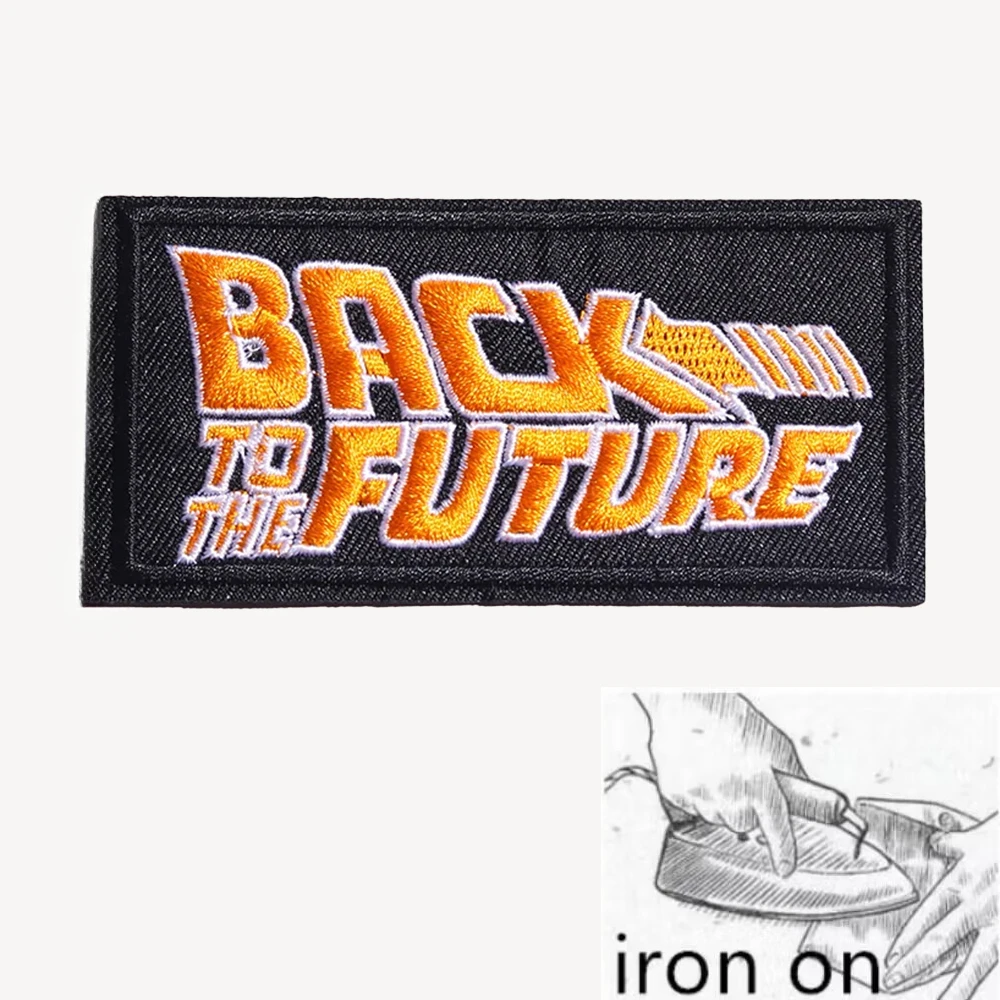 Parche bordado con letras de Regreso al futuro Tamaño: 10,3 * 5,1 CM Rayas en ropa Parches para ropa Hierro en insignias Apliques - imagen 5