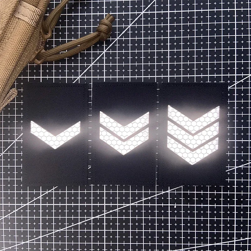 Insignia de moral de grado reflectante 3M, brazalete de grado de identidad, gancho y bucle, abrigo de camuflaje, parches tácticos para pegatina de mochila - imagen 3