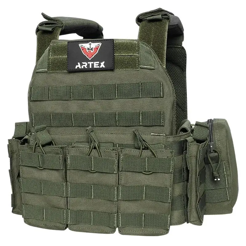 Chaleco táctico con triple bolsa para revistas portador de placa 6094K, caza, accesorios de combate Airsoft - imagen 5