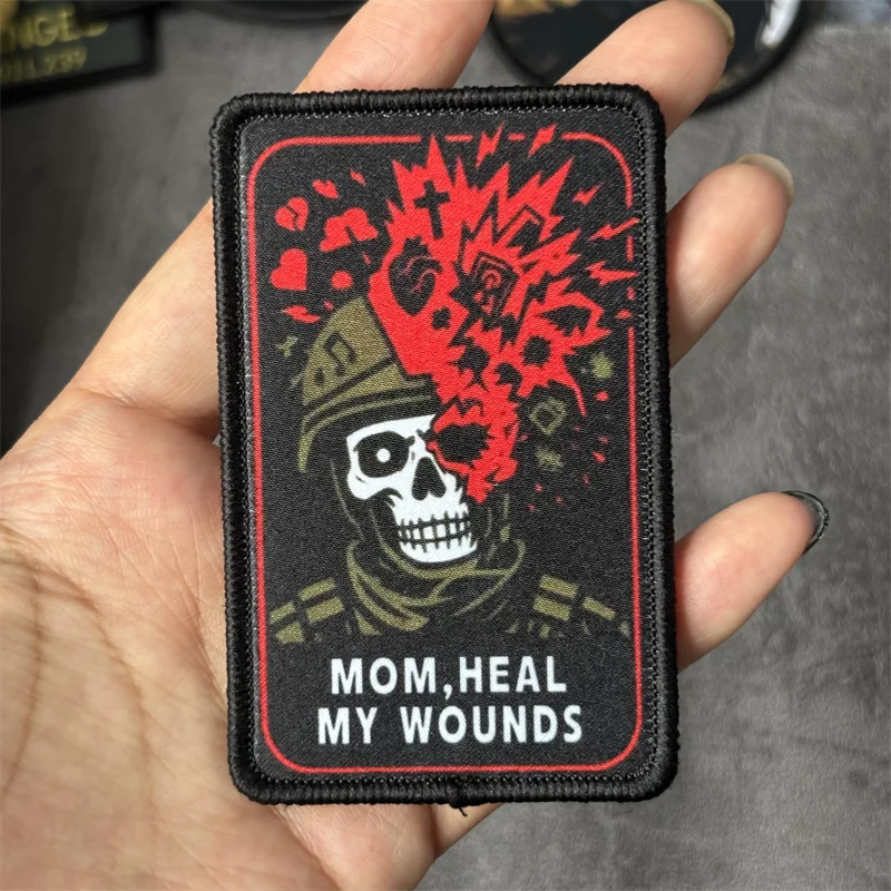 Parche táctico "MOM, HEAL MY WOUNDS", brazalete con estampado, insignia de moral, gancho, parches militares, ropa, mochila, pegatina - imagen 5
