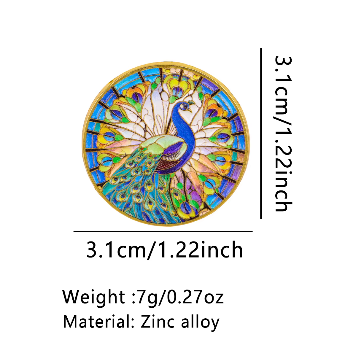 Insignia pavo real cristal esmalte colorido – Broche para chaqueta y mochila - imagen 5
