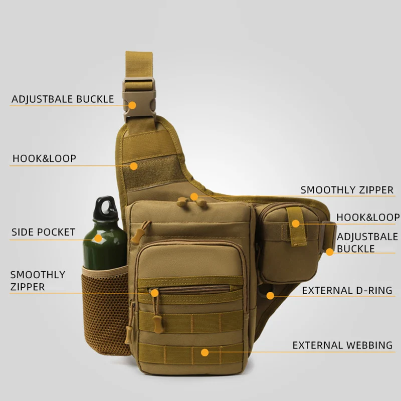 Riñonera táctica militar para hombre, bolsa de pecho para acampar, escalada, ciclismo, senderismo, viajes, deportes al aire libre, riñonera Molle - imagen 4