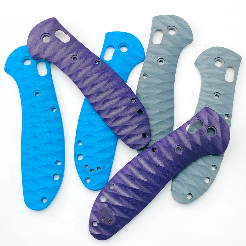 Parche de mango de hoja G10 compuesto con patrón de escamas de pescado para cuchillo BM 550 / 551 con Material de parche de cuchillo de tornillo de eje de soporte, 1 par - imagen 3