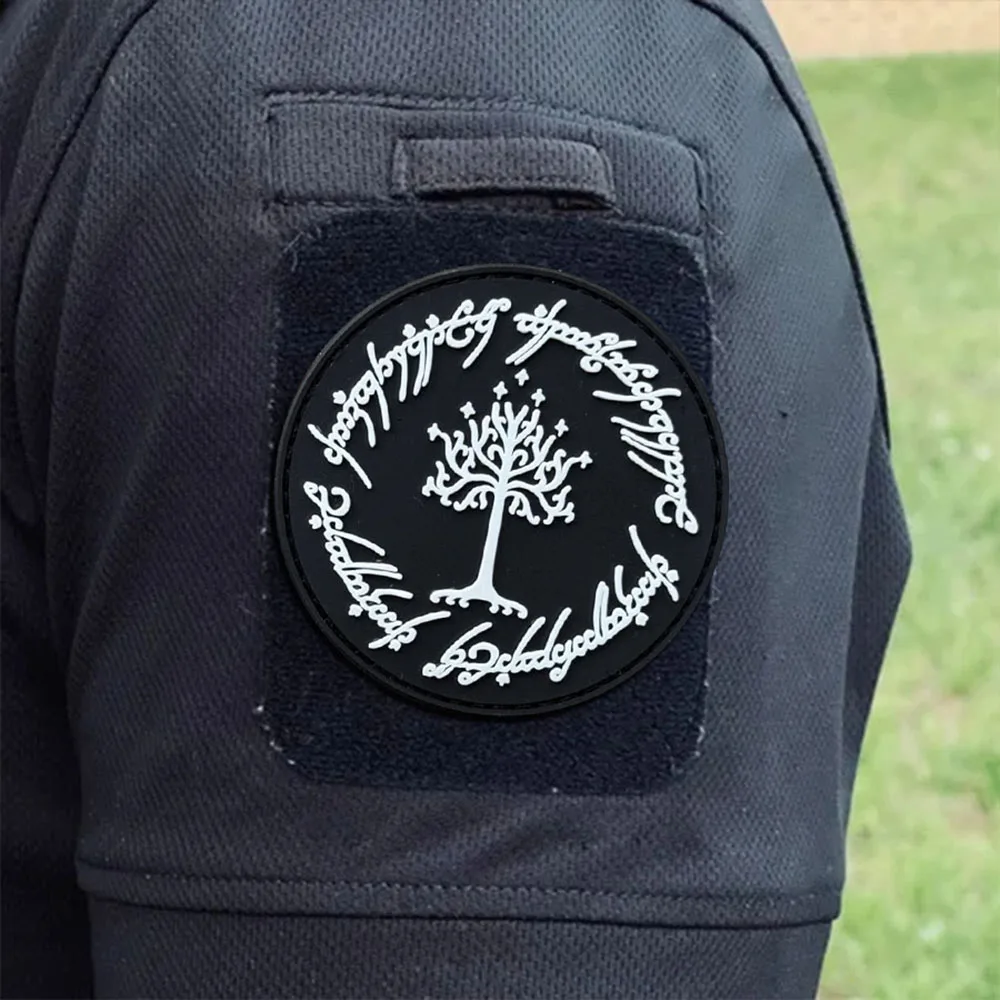 Parches tácticos de moral "El árbol de Gondor", parche divertido de PVC con gancho y bucle, insignia militar, brazalete, pegatinas para mochila