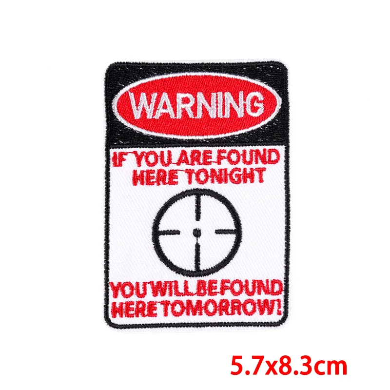 Parche bordado de peligro/acena/avisco, eslogan de prohibición, parches termoadhesivos para planchar para ropa, bricolaje - imagen 5