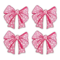 Parche bordado termoadhesivo rosa pajarita – Pack 10 unidades