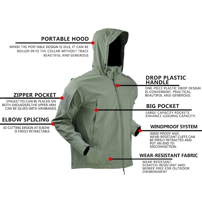 Chaquetas tácticas informales para hombre, chaquetas impermeables, ropa de exterior, chaqueta Bomber Airsoft con cremallera, abrigo de piloto - imagen 3