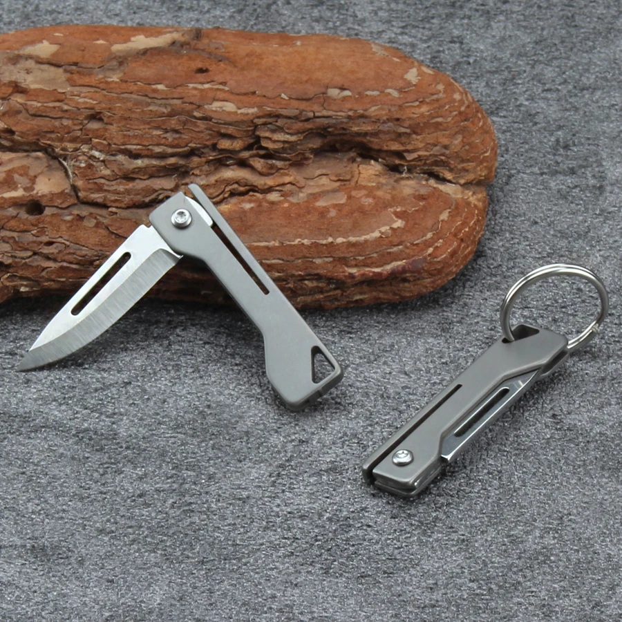Cuchillo plegable de titanio EDC, Mini llavero de cuello para exteriores, cuchillo de bolsillo, caja abierta, cuchillo de fruta afilado Express - imagen 3