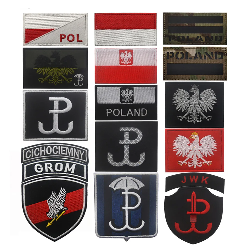 Insignia de águila polaca bordada en 3D, parche de bandera del capítulo moral de Polonia, brazalete de reflexión IR con gancho trasero para mochila y ropa - imagen 2