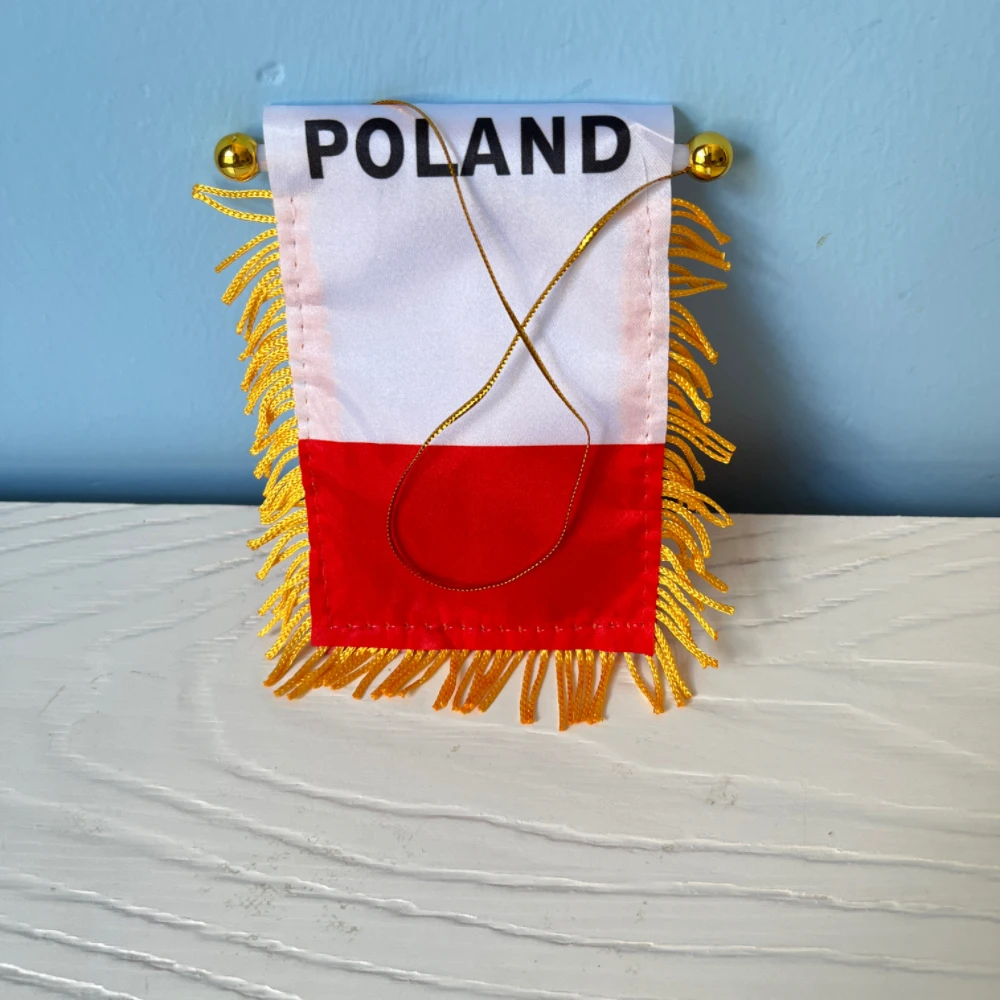 Bandera de Polonia para decoración de ventana de coche, banderín colgante, banderas de Polonia, Mini banderín, 10x14cm - imagen 2