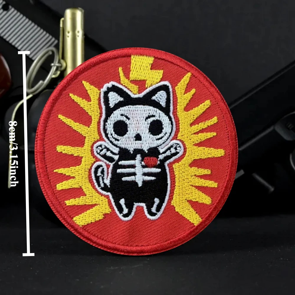 Kotik-Parche táctico bordado de esqueleto, brazalete divertido con gancho y bucle, insignia de moral militar, pegatinas para mochila y ropa - imagen 3