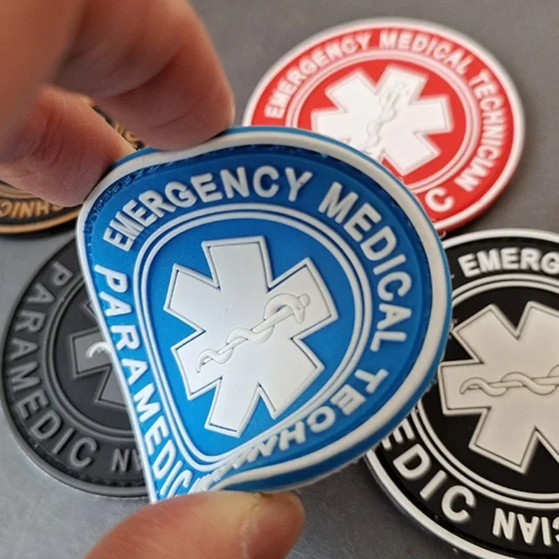 Parches bordados de PVC 3D para ropa, insignia de moral militar, insignia de señal de emergencia, pegatina de mochila, estrella de la vida, Calavera, gancho y bucle - imagen 3