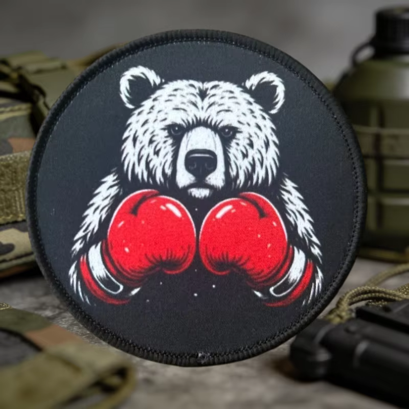 Parche táctico gancho y bucle Oso Enojado – insignia moral militar - imagen 2