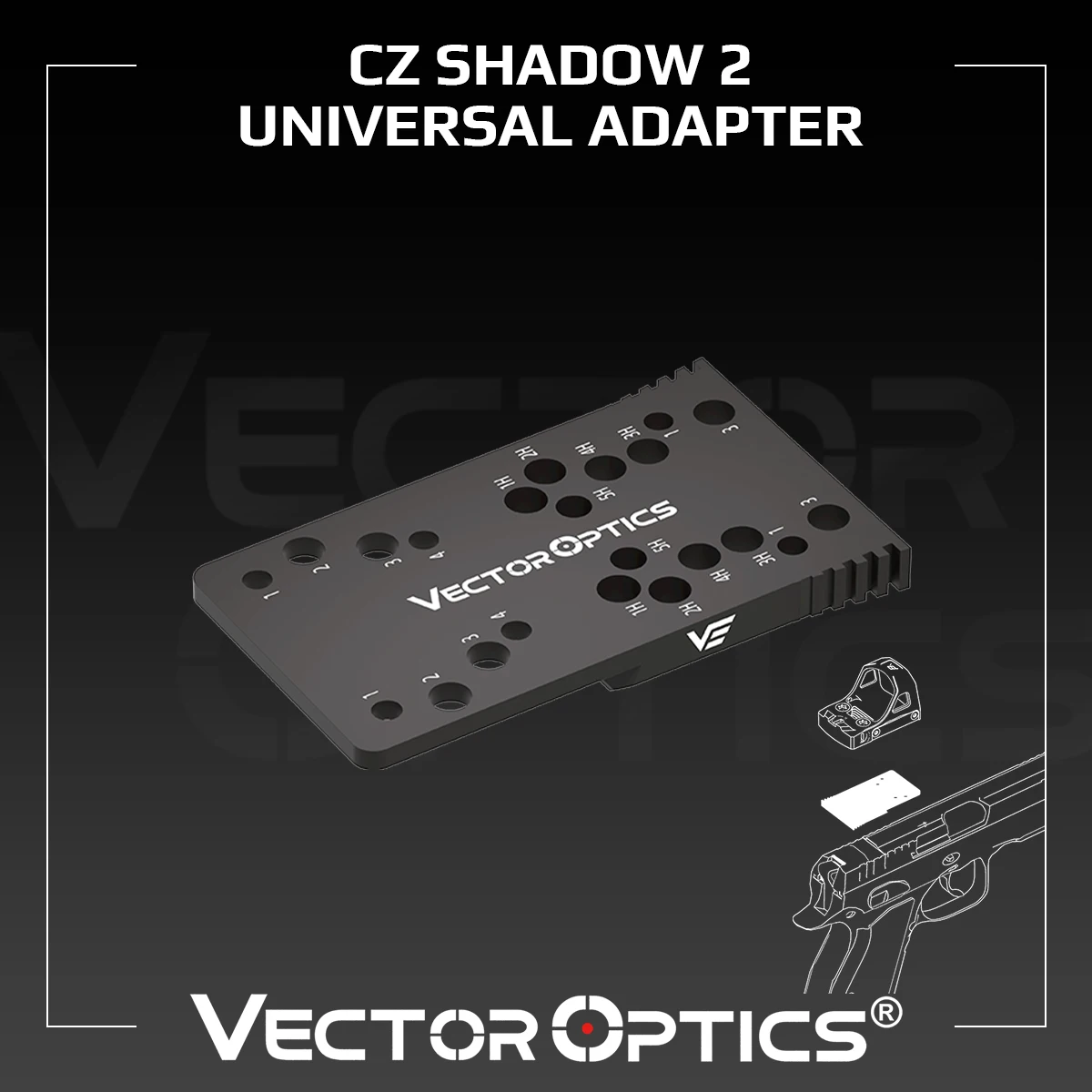 Adaptador Universal para Mira Red Dot Vector Optics, Compatible con CZ Shadow 2, CZ 75 Shadow, CZ 75 SP-01 para el perfil TEK/MAG/MOJ, Serie Frenzy