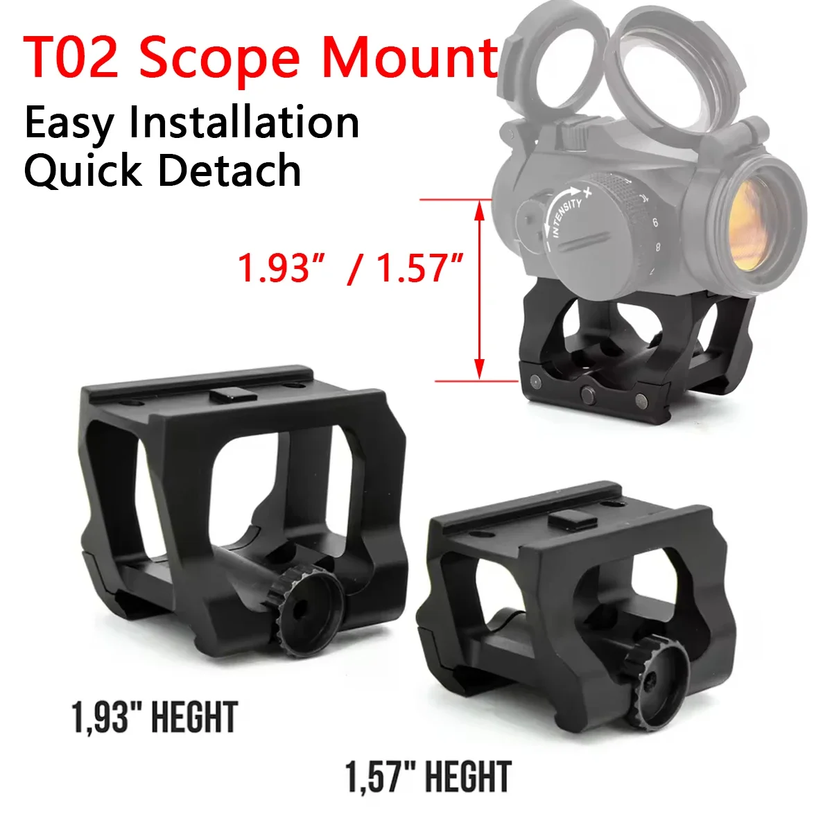 Soporte de mira telescópica táctica T01 T02 Red Dot, montaje elevador rápido, óptica R5, UNIDAD, soporte de mira telescópica compensada, Base alta de 1,57/1,92/2,91 pulgadas - imagen 5