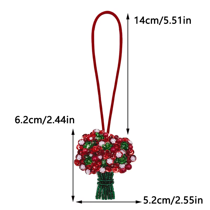 Parche colgante con cuentas y flores hortensia – Llavero bohemio para bolso - imagen 3