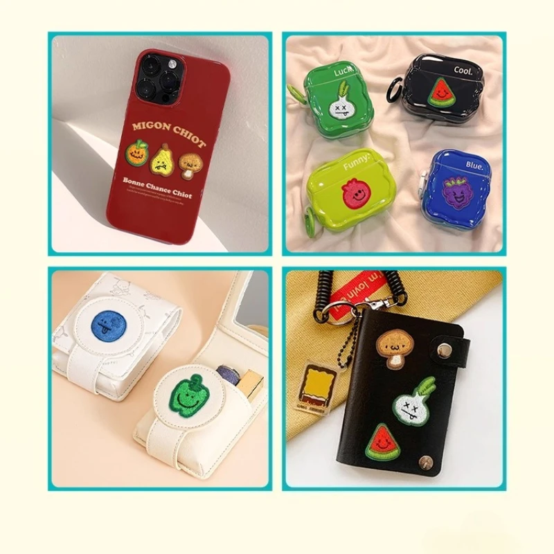 Bonitos parches de frutas y verduras bordados, sandía, arándanos, brócoli, uvas, decoración de fiesta, insignia para ropa - imagen 5