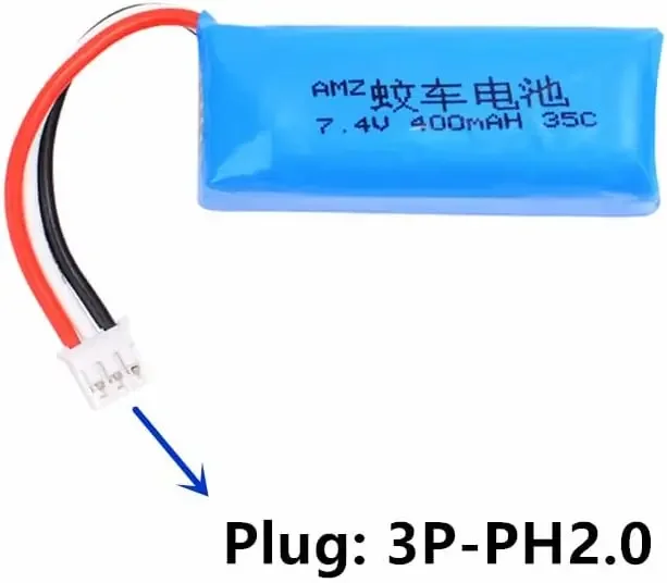 Batería Lipo 2s de 7,4 v y 400mah con Cable cargador 3 en 1, Cargador USB para coche AMZ DRZ BZ3 SZFF2 ATM 1/28 RC - imagen 2