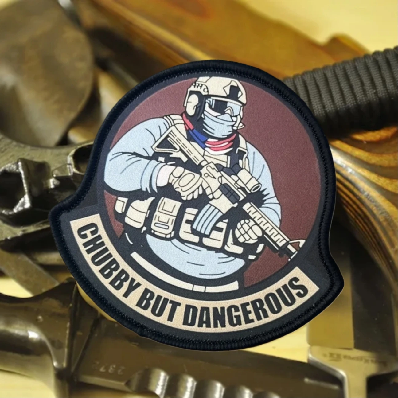 CHUBBY BUT DANGEROUS Insignia de moral de soldado gordo, parches impresos, apliques tácticos militares personalizados, pegatinas para mochila con gancho y bucle - imagen 4