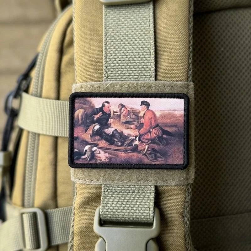 Parche táctico caza vintage de tres cazadores con velcro gancho bucle - imagen 5