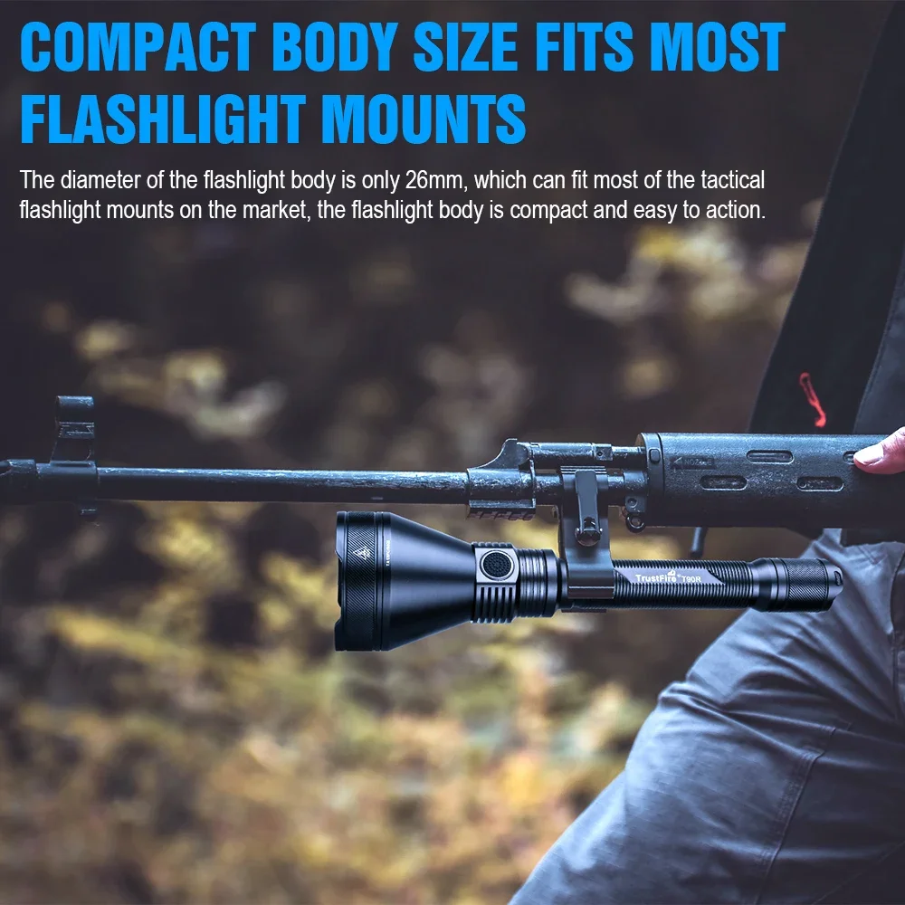 Trustfire-linterna táctica potente T90R, 4800 lúmenes, linterna Led militar recargable de alta potencia, 1600M para caza y autodefensa - imagen 5