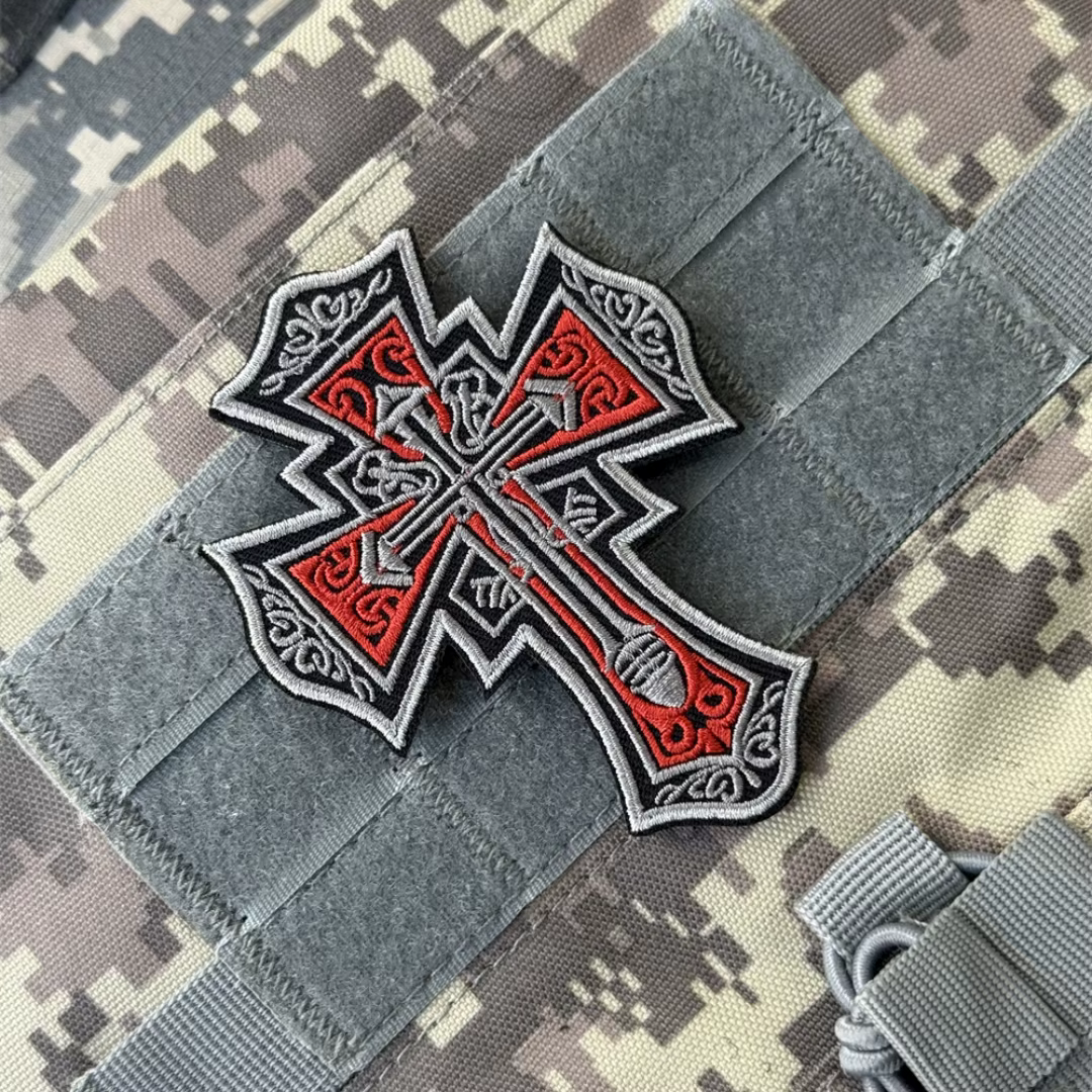 Parche táctico Cruz Templaria con velcro para ropa y mochila