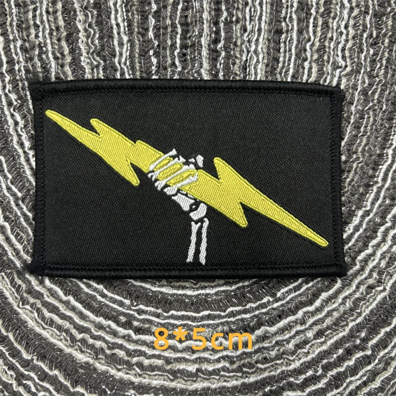 Reaper-Parche táctico Deathk, parches bordados de dedos de esqueleto, brazalete militar de gancho y bucle, insignia de moral de relámpago de calavera - imagen 3