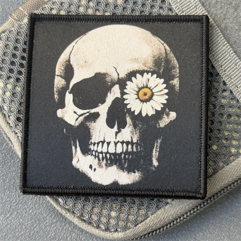 Parche táctico "cráneo", insignia de moral militar, impresión de gancho y bucle, mochila, accesorios de decoración de ropa, pegatinas, brazalete - imagen 4