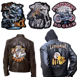 Parche Bordado Termoadhesivo de Gran Tamaño con Diseño de Motociclistas, Estilo Punk y Hip Hop, para Chaquetas de Cuero y Mezclilla, con la Frase 'Live To Ride'