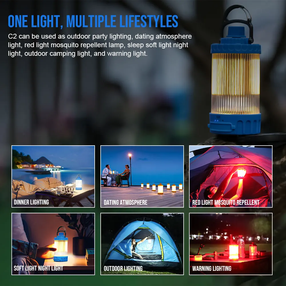 Trustfire-luces LED de Camping C2 recargables por USB, batería integrada de 21700, para acampar al aire libre, barbacoa, tiendas, linternas, Banco de energía de emergencia - imagen 5